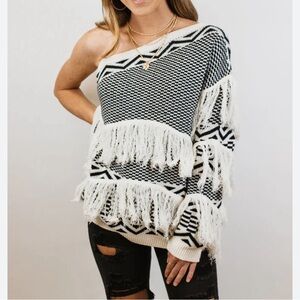 Fringe Oatmeal Sweater Women Size  Large